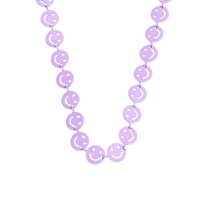 Wholesale Necklaces Colorful dripping smile copper JDC-NE-AS316 Neckaces JoyasDeChina purple Wholesale Jewelry JoyasDeChina Joyas De China