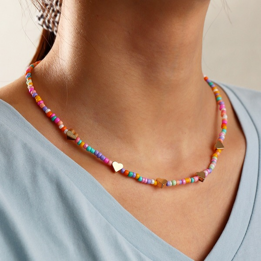 Bulk Jewelry Wholesale Necklaces Colorful rice beads JDC-NE-e084 Wholesale factory from China YIWU China