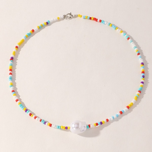 Bulk Jewelry Wholesale Necklaces Colorful rice beads JDC-NE-e214 Wholesale factory from China YIWU China