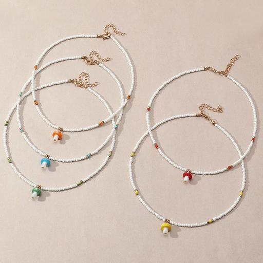 Bulk Jewelry Wholesale Necklaces Colorful rice beads mushrooms JDC-NE-e164 Wholesale factory from China YIWU China
