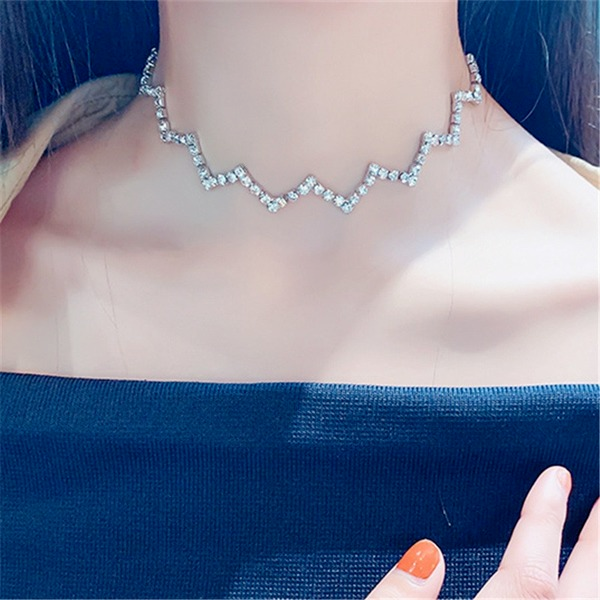 Bulk Jewelry Wholesale necklaces full of wavy Diamond JDC-NE-xc188 Wholesale factory from China YIWU China