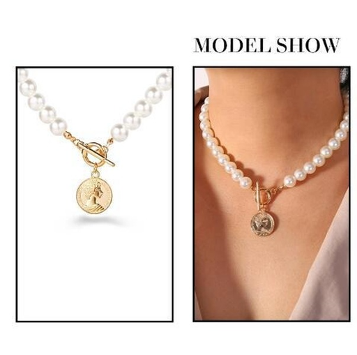 Bulk Jewelry Wholesale Necklaces gold Artificial pearl coin pendant JDC-NE-xy097 Wholesale factory from China YIWU China