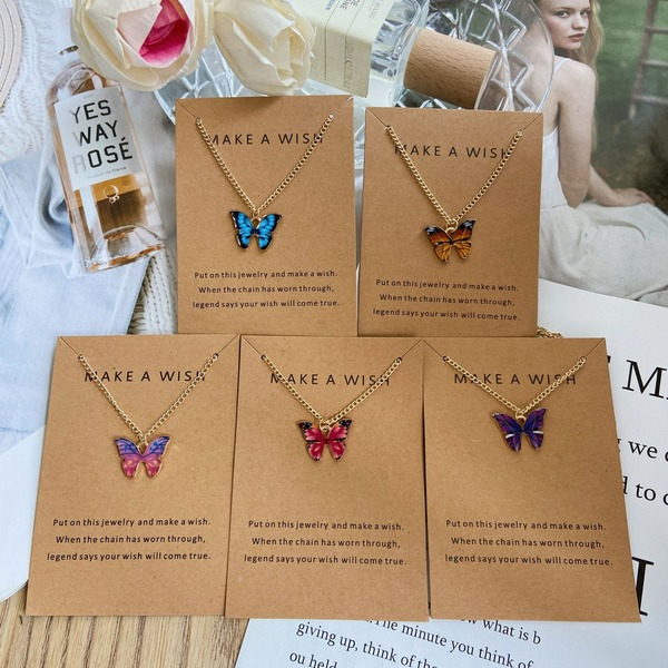 Bulk Jewelry Wholesale Necklaces gold blue butterfly Alloy JDC-NE-xy086 Wholesale factory from China YIWU China