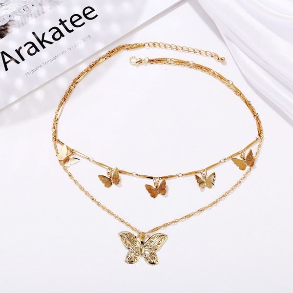 Bulk Jewelry Wholesale Necklaces gold Butterfly pendant Alloy JDC-NE-xy147 Wholesale factory from China YIWU China