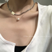 Bulk Jewelry Wholesale Necklaces gold Double-layer pearl pendant with rectangular letters Alloy JDC-NE-cy052 Wholesale factory from China YIWU China