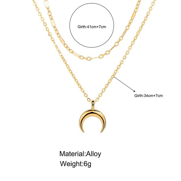 Bulk Jewelry Wholesale Necklaces gold Double Moon Pendant Alloy JDC-NE-xy124 Wholesale factory from China YIWU China