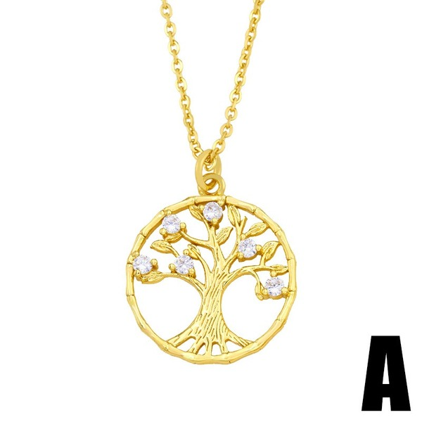 Wholesale Necklaces gold family tree of life copper JDC-NE-AS351 Neckaces JoyasDeChina Wholesale Jewelry JoyasDeChina Joyas De China