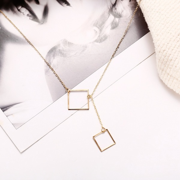 Bulk Jewelry Wholesale Necklaces gold Geometric square pendant Alloy JDC-NE-xy102 Wholesale factory from China YIWU China