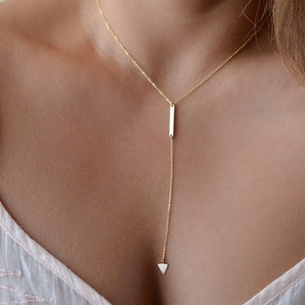 Bulk Jewelry Wholesale Necklaces gold Geometric triangle tassel Alloy JDC-NE-xy196 Wholesale factory from China YIWU China