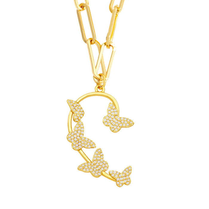 Wholesale Necklaces gold geometry copper JDC-NE-AS370 Neckaces JoyasDeChina Butterfly Wholesale Jewelry JoyasDeChina Joyas De China