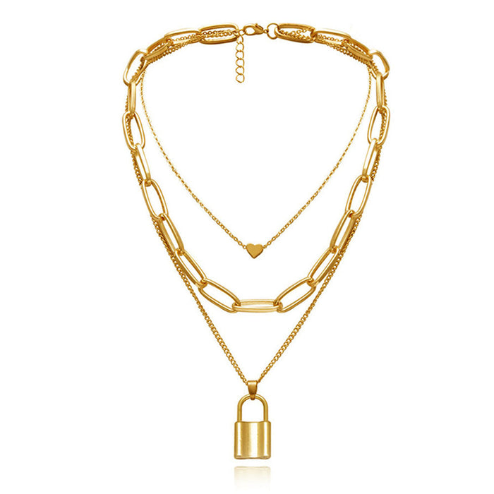 Wholesale Necklaces gold Heart Lock alloy JDC-NE-TC160 Neckaces JoyasDeChina Golden Wholesale Jewelry JoyasDeChina Joyas De China