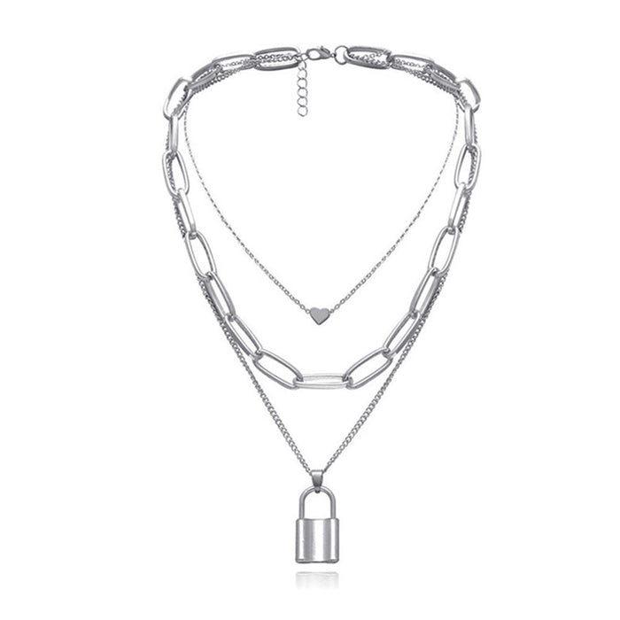Wholesale Necklaces gold Heart Lock alloy JDC-NE-TC160 Neckaces JoyasDeChina White K Wholesale Jewelry JoyasDeChina Joyas De China