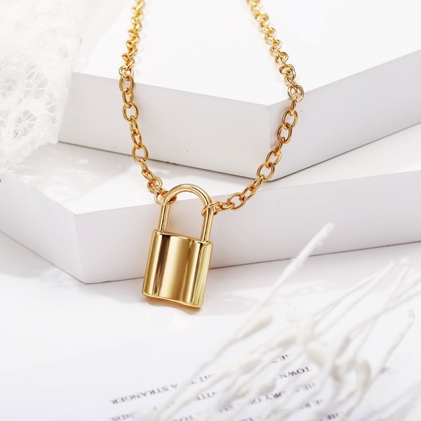 Bulk Jewelry Wholesale Necklaces gold lock Alloy JDC-NE-xy186 Wholesale factory from China YIWU China