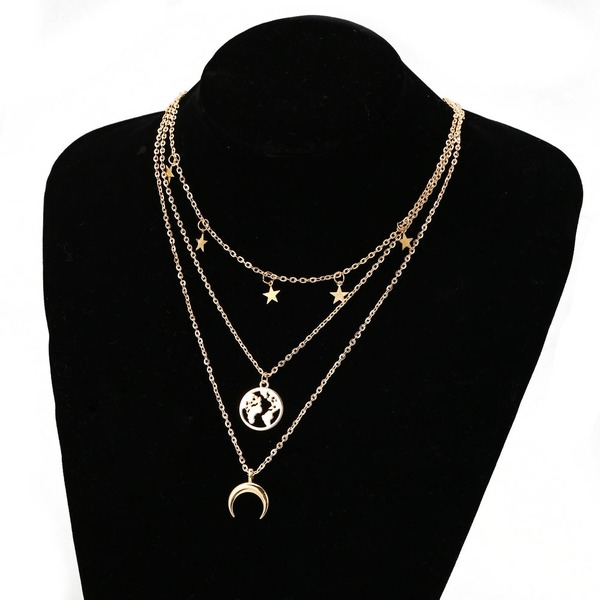 Bulk Jewelry Wholesale Necklaces gold Map of gold stars and moon Alloy JDC-NE-xy104 Wholesale factory from China YIWU China