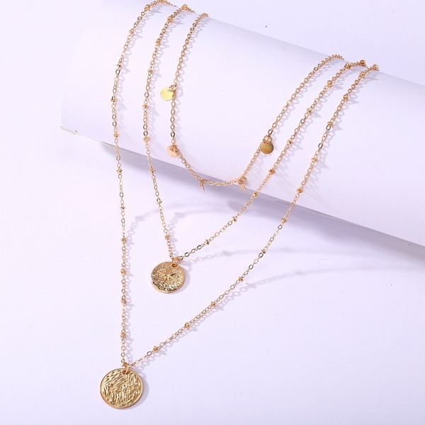 Bulk Jewelry Wholesale Necklaces gold Multi-layer irregular disc pendant Alloy JDC-NE-xy095 Wholesale factory from China YIWU China