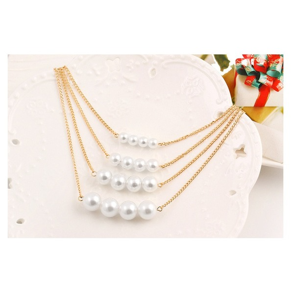 Bulk Jewelry Wholesale Necklaces gold Multi-layer metal double-sided pearl Alloy JDC-NE-xy107 Wholesale factory from China YIWU China