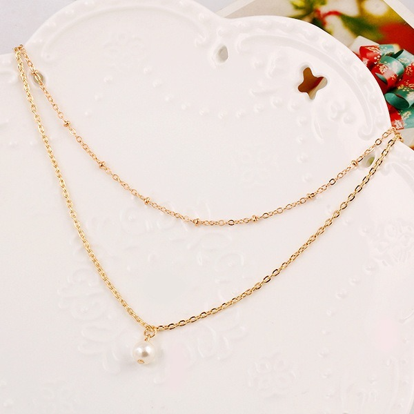 Bulk Jewelry Wholesale Necklaces gold Multilayer metal pearl JDC-NE-xy126 Wholesale factory from China YIWU China