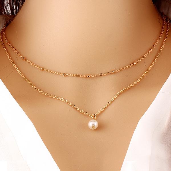 Bulk Jewelry Wholesale Necklaces gold Multilayer metal pearl JDC-NE-xy126 Wholesale factory from China YIWU China