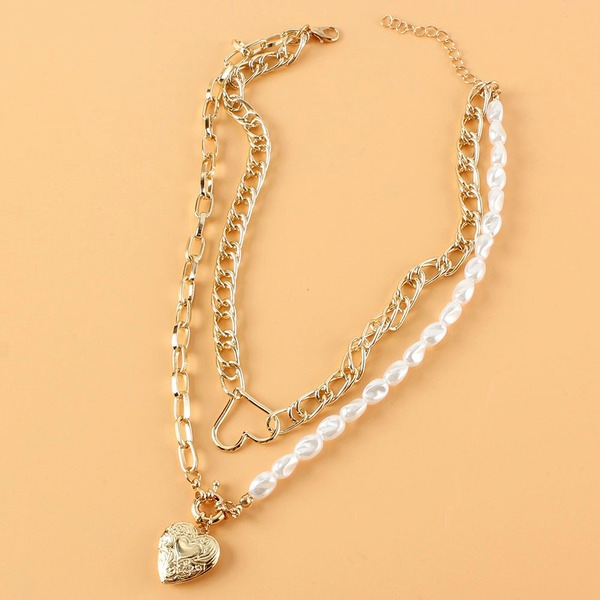 Wholesale Necklaces gold Pearl alloy heart JDC-NE-TC143 Neckaces JoyasDeChina Wholesale Jewelry JoyasDeChina Joyas De China