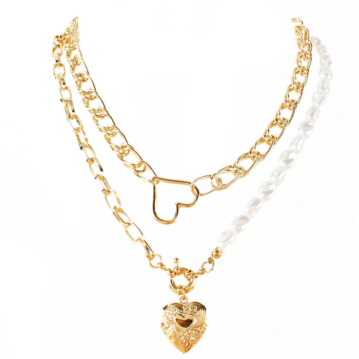 Wholesale Necklaces gold Pearl alloy heart JDC-NE-TC143 Neckaces JoyasDeChina Golden Wholesale Jewelry JoyasDeChina Joyas De China