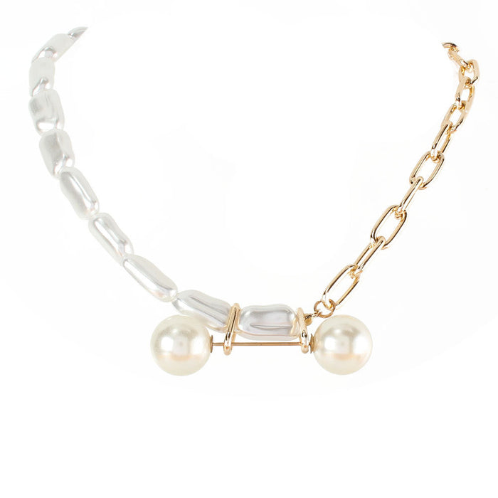 Wholesale Necklaces gold Pearl chain stitching alloy JDC-NE-TC146 Neckaces JoyasDeChina Golden Wholesale Jewelry JoyasDeChina Joyas De China