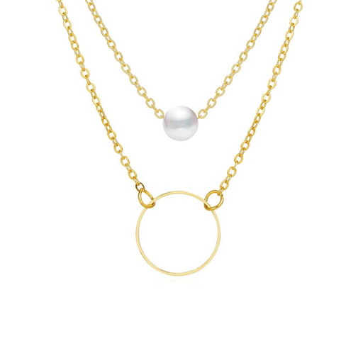 Bulk Jewelry Wholesale Necklaces gold Pearl circle double layer Alloy JDC-NE-xy169 Wholesale factory from China YIWU China