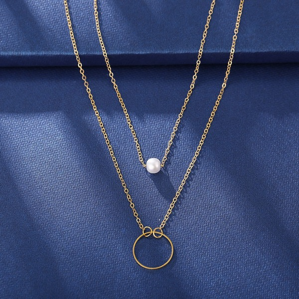 Bulk Jewelry Wholesale Necklaces gold Pearl circle double layer Alloy JDC-NE-xy169 Wholesale factory from China YIWU China
