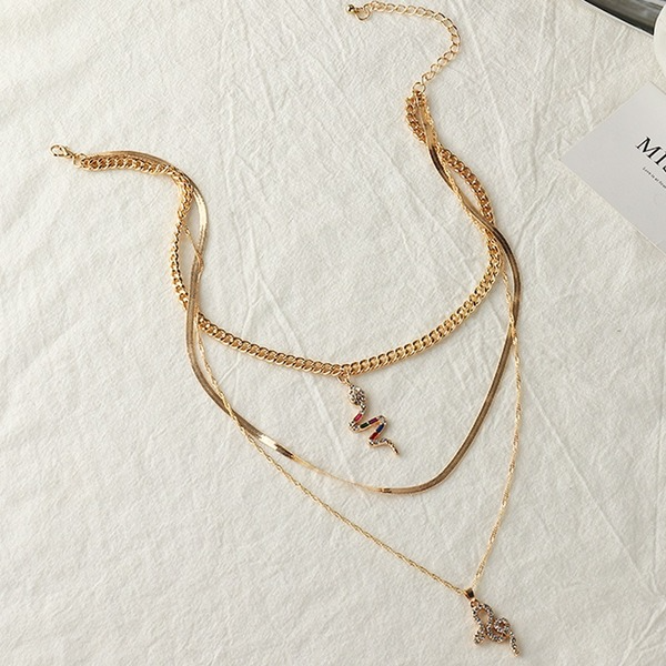 Bulk Jewelry Wholesale Necklaces gold Snake-shaped curved drill Alloy JDC-NE-e156 Wholesale factory from China YIWU China