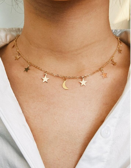 Bulk Jewelry Wholesale Necklaces gold Star and moon pendant Alloy JDC-NE-xy148 Wholesale factory from China YIWU China