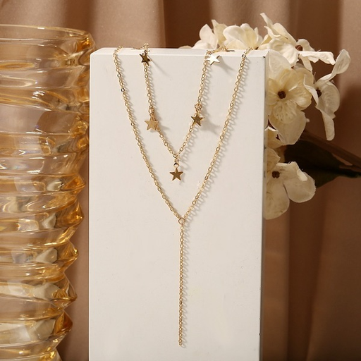 Bulk Jewelry Wholesale Necklaces gold Star chain double layer Alloy JDC-NE-xy096 Wholesale factory from China YIWU China