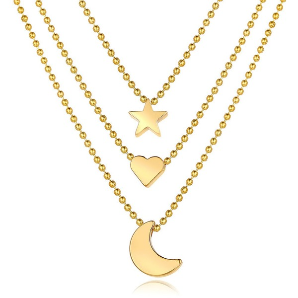 Bulk Jewelry Wholesale Necklaces gold Stars and Moon Love Pendant Alloy JDC-NE-xy153 Wholesale factory from China YIWU China