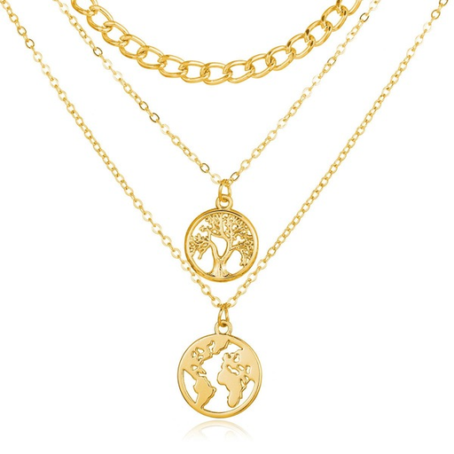 Bulk Jewelry Wholesale Necklaces gold Tree of Life Map Pendant Alloy JDC-NE-xy138 Wholesale factory from China YIWU China