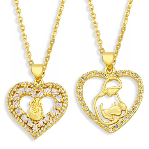 Wholesale Necklaces gold Zircon heart copper JDC-NE-AS377 Neckaces JoyasDeChina Wholesale Jewelry JoyasDeChina Joyas De China