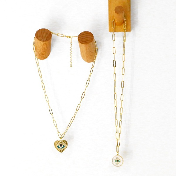 Wholesale Necklaces gold Zircon Heart Shaped Demon Eye copper JDC-NE-AS358 Neckaces JoyasDeChina Wholesale Jewelry JoyasDeChina Joyas De China