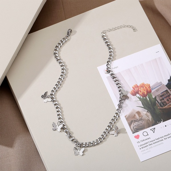 Bulk Jewelry Wholesale Necklaces Silver Butterfly Pendant Alloy JDC-NE-F554 Wholesale factory from China YIWU China