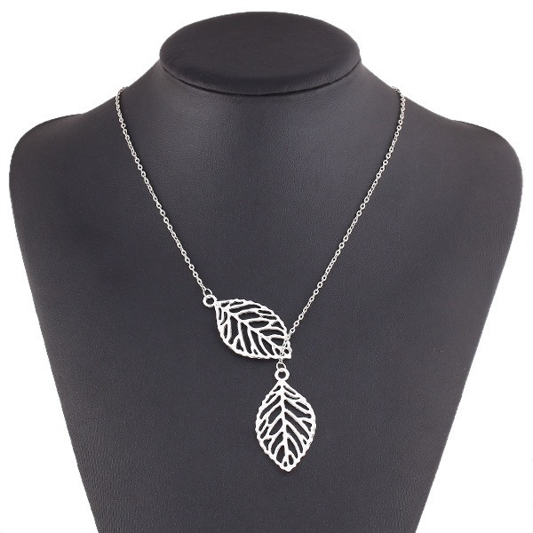 Jewelry WholesaleWholesale Necklaces Silver double tree leaves Alloy JDC-NE-xy178 necklaces JoyasDeChina %variant_option1% %variant_option2% %variant_option3%  Factory Price JoyasDeChina Joyas De China