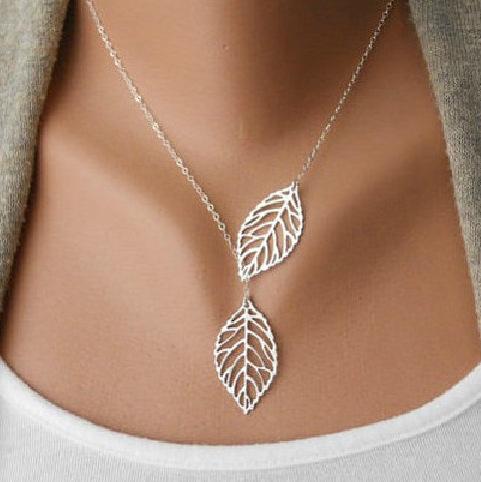 Jewelry WholesaleWholesale Necklaces Silver double tree leaves Alloy JDC-NE-xy178 necklaces JoyasDeChina %variant_option1% %variant_option2% %variant_option3%  Factory Price JoyasDeChina Joyas De China