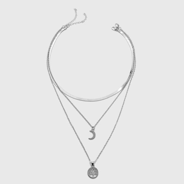 Bulk Jewelry Wholesale Necklaces Silver geometric tree of life moon pendant Alloy JDC-NE-cy039 Wholesale factory from China YIWU China