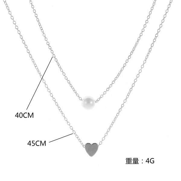 Bulk Jewelry Wholesale Necklaces Silver Pearl Love Double Layer Alloy JDC-NE-cy023 Wholesale factory from China YIWU China