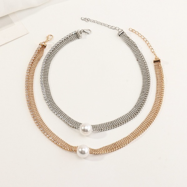 Bulk Jewelry Wholesale Necklaces Silver round bead diamond pearl JDC-NE-e094 Wholesale factory from China YIWU China