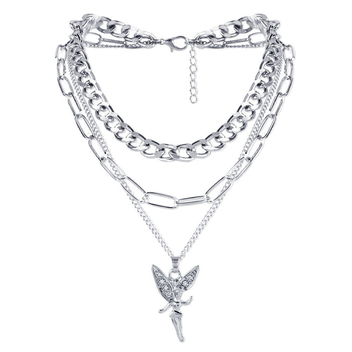 Wholesale Necklaces Silver thick chain angel alloy JDC-NE-TC151 Neckaces JoyasDeChina Silver Wholesale Jewelry JoyasDeChina Joyas De China