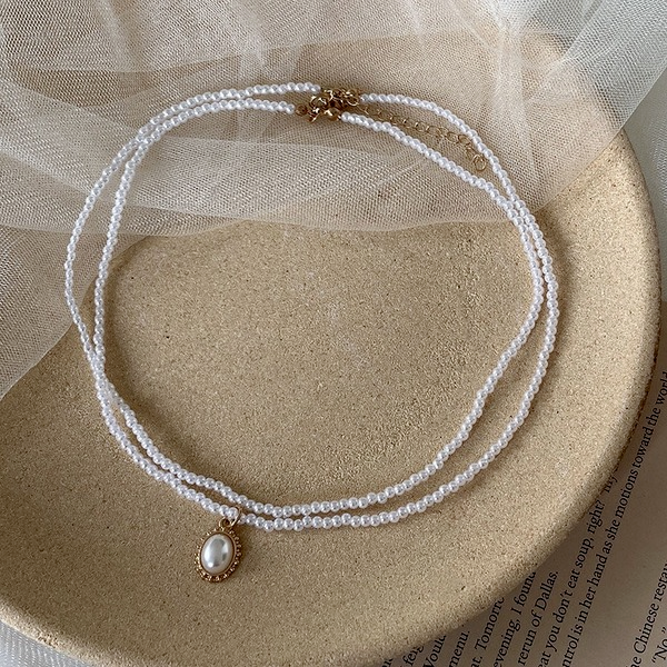 Bulk Jewelry Wholesale Necklaces White Baroque Double Pearl JDC-NE-b192 Wholesale factory from China YIWU China
