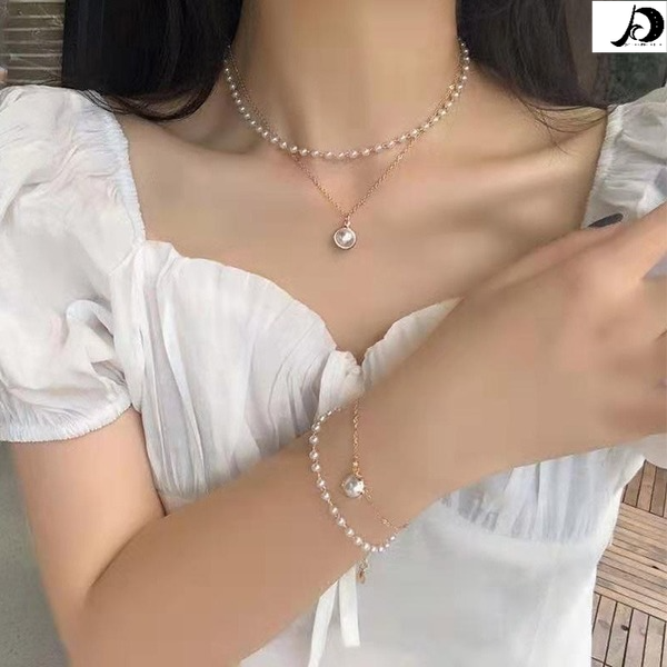 Bulk Jewelry Wholesale Necklaces White double layer imitation pearl pendant JDC-NE-cy047 Wholesale factory from China YIWU China