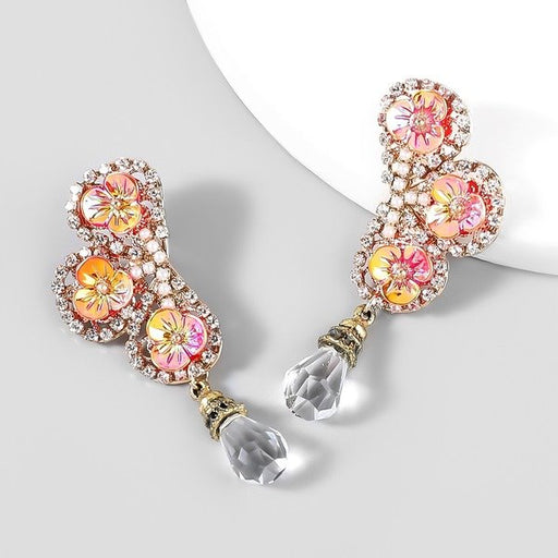 Wholesale New alloy diamond flower earrings women JDC-ES-JL723 Earrings 氿乐 Wholesale Jewelry JoyasDeChina Joyas De China
