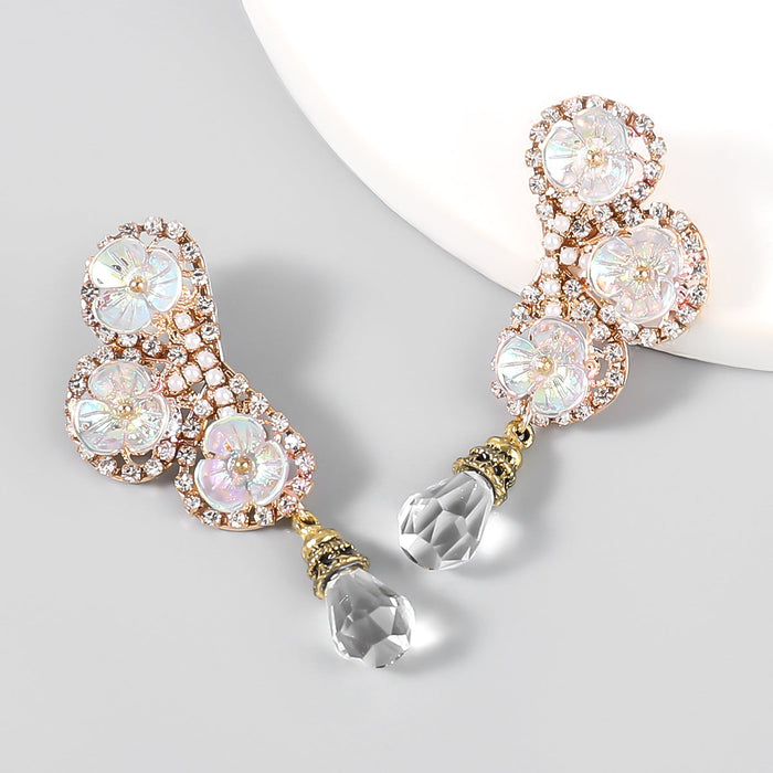 Wholesale New alloy diamond flower earrings women JDC-ES-JL723 Earrings 氿乐 White Wholesale Jewelry JoyasDeChina Joyas De China