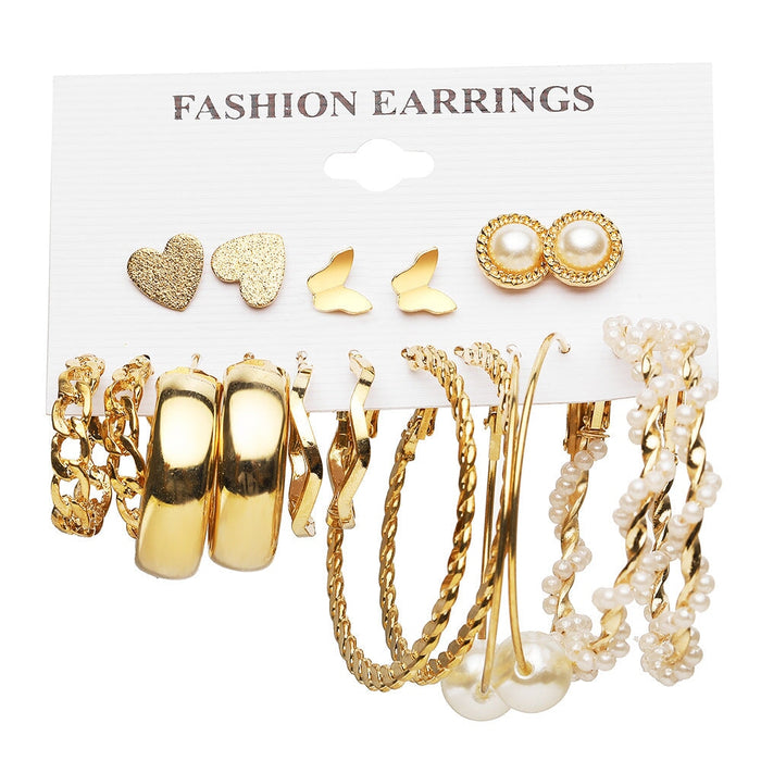 Wholesale New Alloy Heart Earrings Set JDC-ES-F004 earrings 韩之尚 Wholesale Jewelry JoyasDeChina Joyas De China