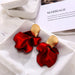 Wholesale New Alloy Red Rose Petal Earrings JDC-ES-F009 earrings 韩之尚 Wholesale Jewelry JoyasDeChina Joyas De China
