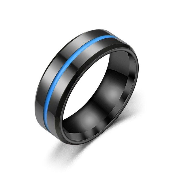 Wholesale New black stainless steel ring JDC-RS-TS061 Rings 腾穗 8MMblue 12# Wholesale Jewelry JoyasDeChina Joyas De China