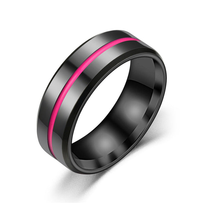 Wholesale New black stainless steel ring JDC-RS-TS061 Rings 腾穗 8MMpink 7# Wholesale Jewelry JoyasDeChina Joyas De China