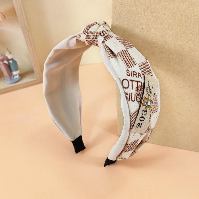 Wholesale new cloth style plaid color matching headband JDC-HD-O304 Headband 潮炫 beige Wholesale Jewelry JoyasDeChina Joyas De China